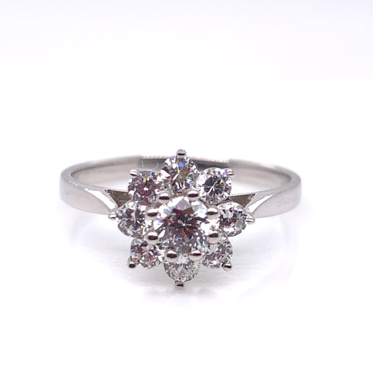 9ct White Gold CZ Starry Cluster Ring WRZ047