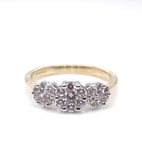 9ct Gold CZ Trilogy Cluster Ring