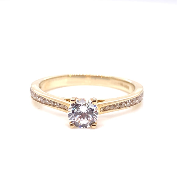 9ct Gold Classic CZ Solitaire Ring GRZ205