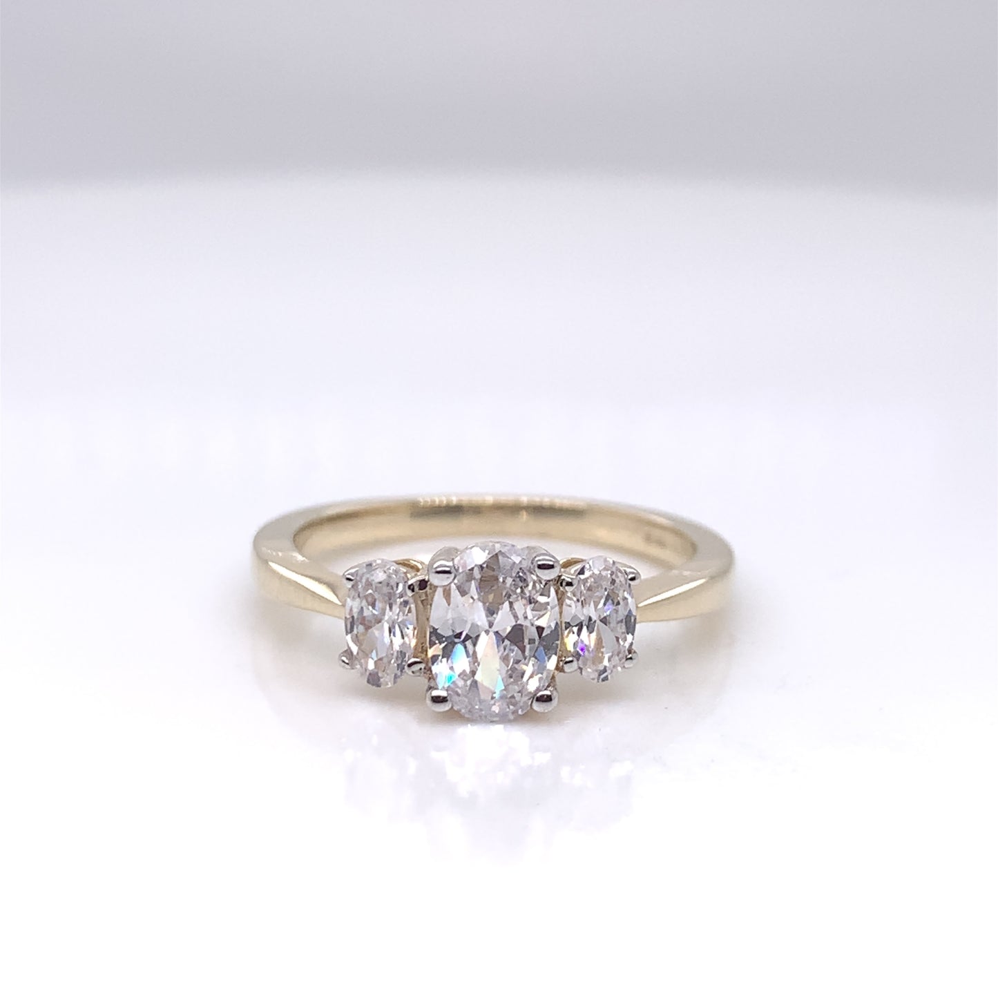 9ct Gold CZ Oval Trilogy Ring