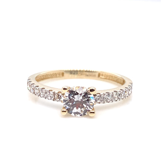 9ct Gold Classic CZ Solitaire Ring GRZ174