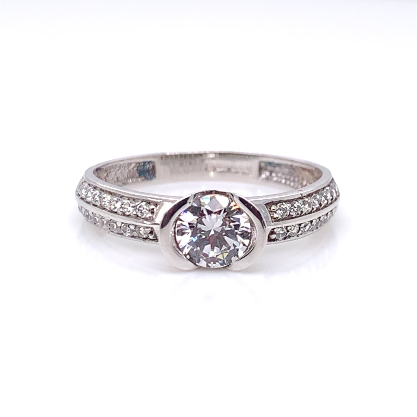 9ct White Gold CZ  Ring