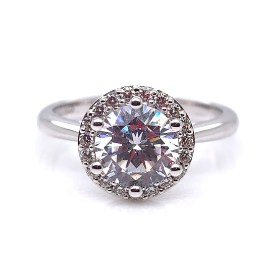 9ct White Gold CZ Round Halo Cocktail Ring WRZ113