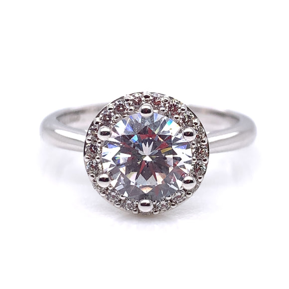 9ct White Gold CZ Round Halo Cocktail Ring