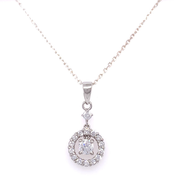 Sterling Silver CZ Floating Halo Pendant