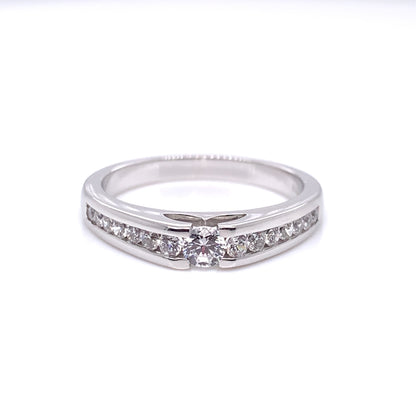 9ct White  Gold Classic CZ Solitaire Ring