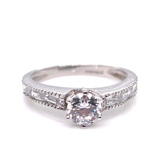 9ct White  Gold Classic CZ Solitaire Ring