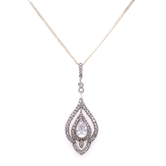 Sterling Silver CZ Shimmering Teardrop Pendant