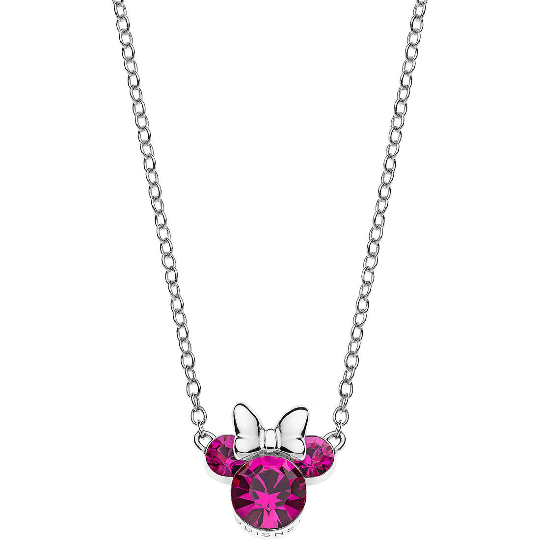 Disney Minnie Mouse Pink Crystal Silver Necklace N902352OCT