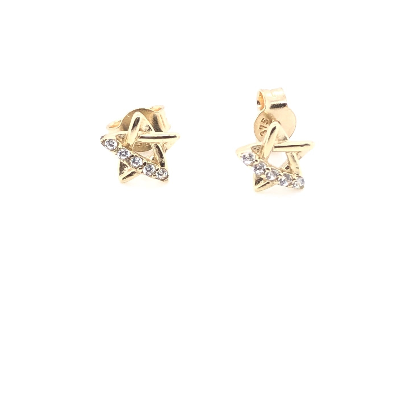 9ct Gold CZ Star Stud Earrings