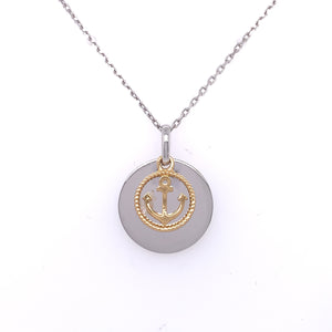 Sterling Silver Anchor & Engravable Disc Necklace