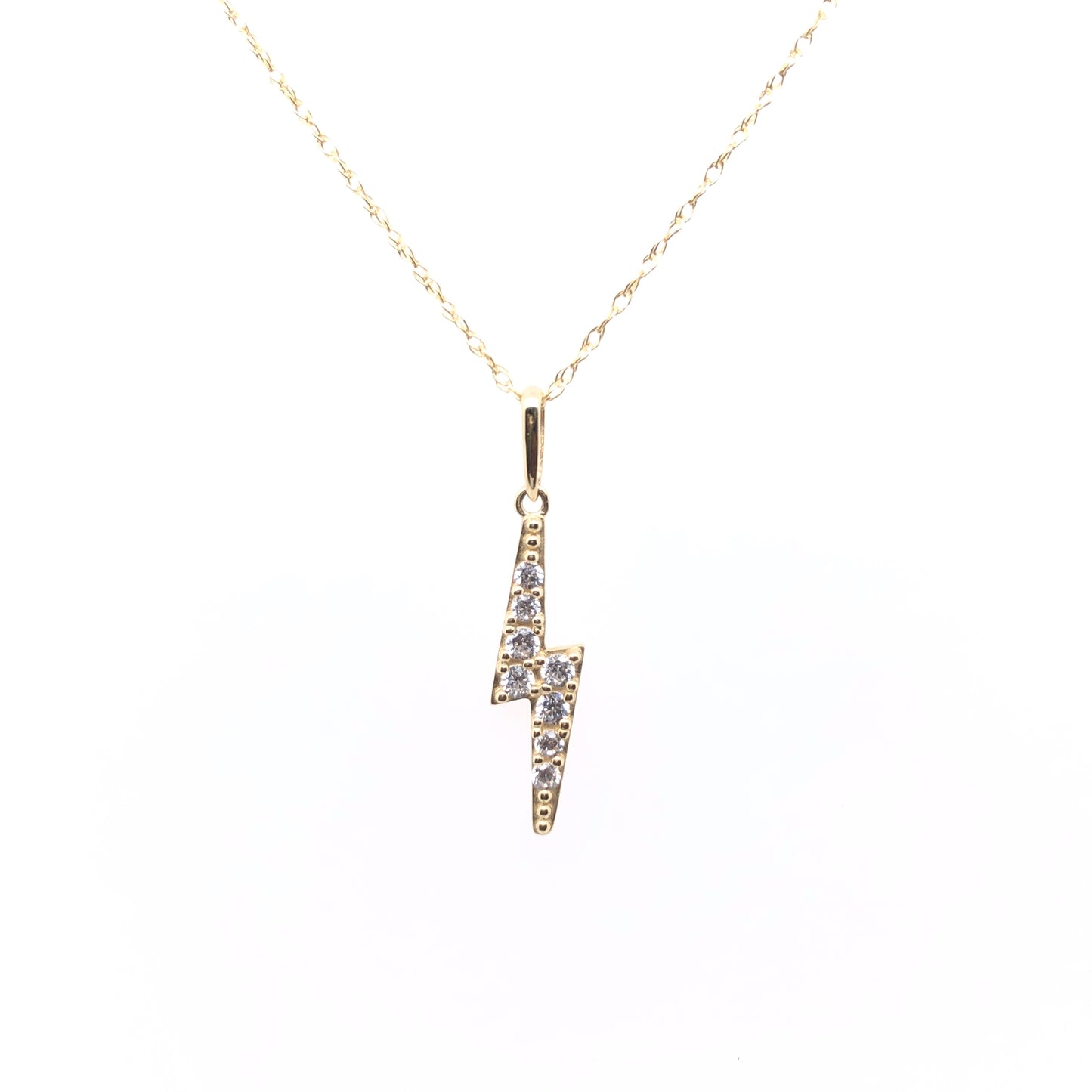 9ct Gold CZ Lightening Bolt Pendant