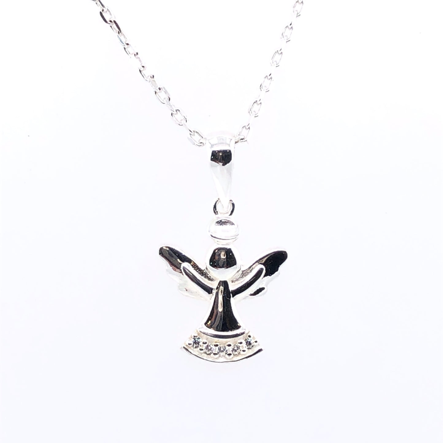 Sterling Silver Cute CZ Angel Pendant R44890