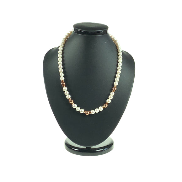 Freshwater Cultured Pearl 8mm Rose Bead & Rondelle Necklace