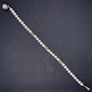 Freshwater Cultured Pearl 5-6 mm Crystal Rondelle Bracelet