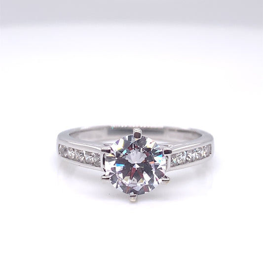 9ct White Gold CZ Solitaire Ring WRZ132