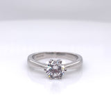 9ct White Gold Classic CZ Solitaire Ring