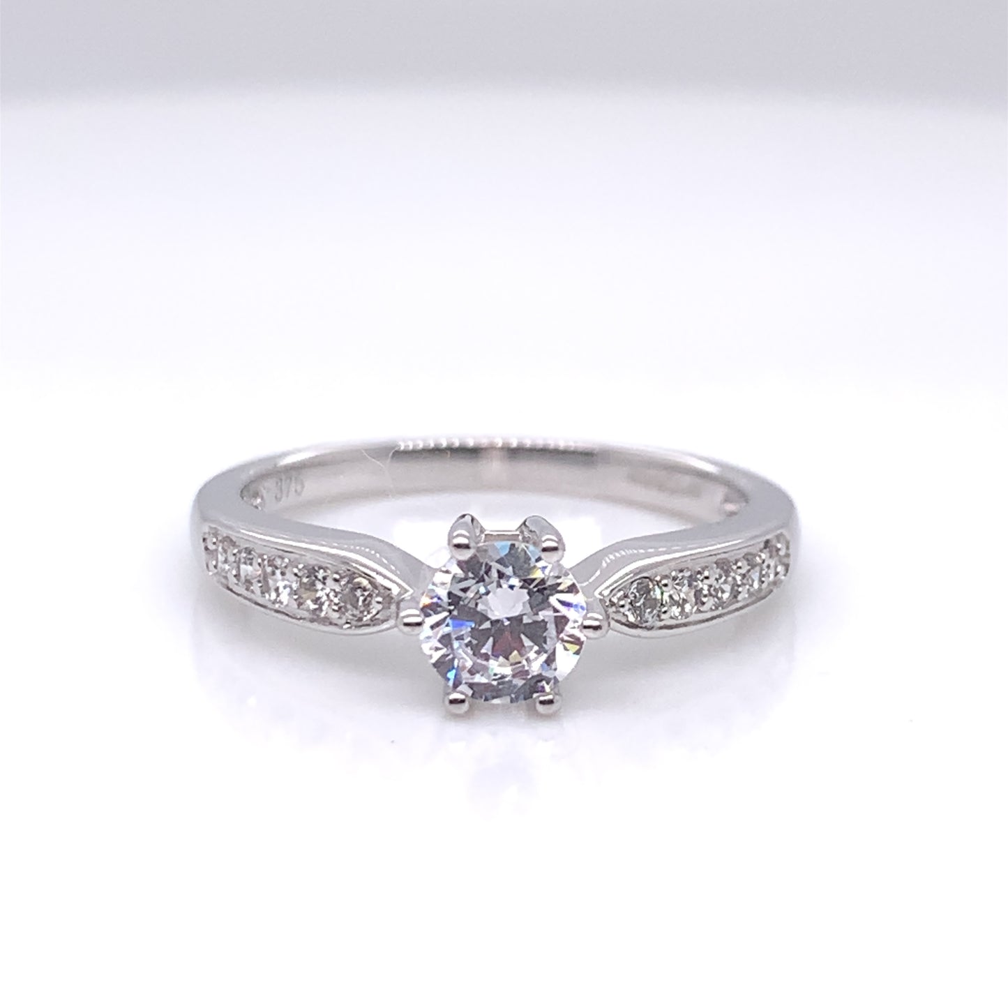 9ct White Gold CZ Solitaire Ring