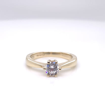 9ct Gold Classic CZ Solitaire Ring