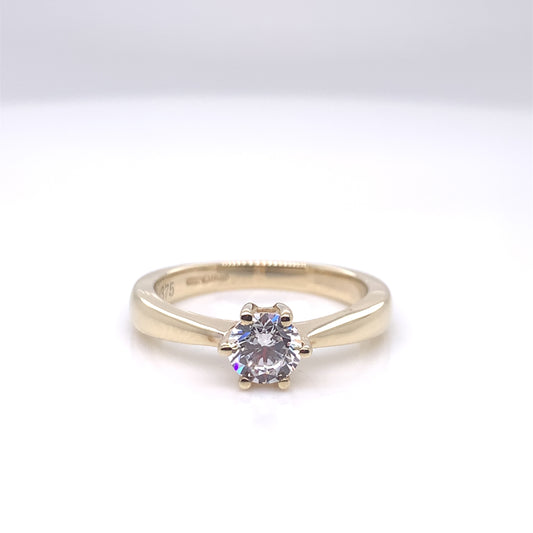 9ct Gold Classic CZ Solitaire Ring