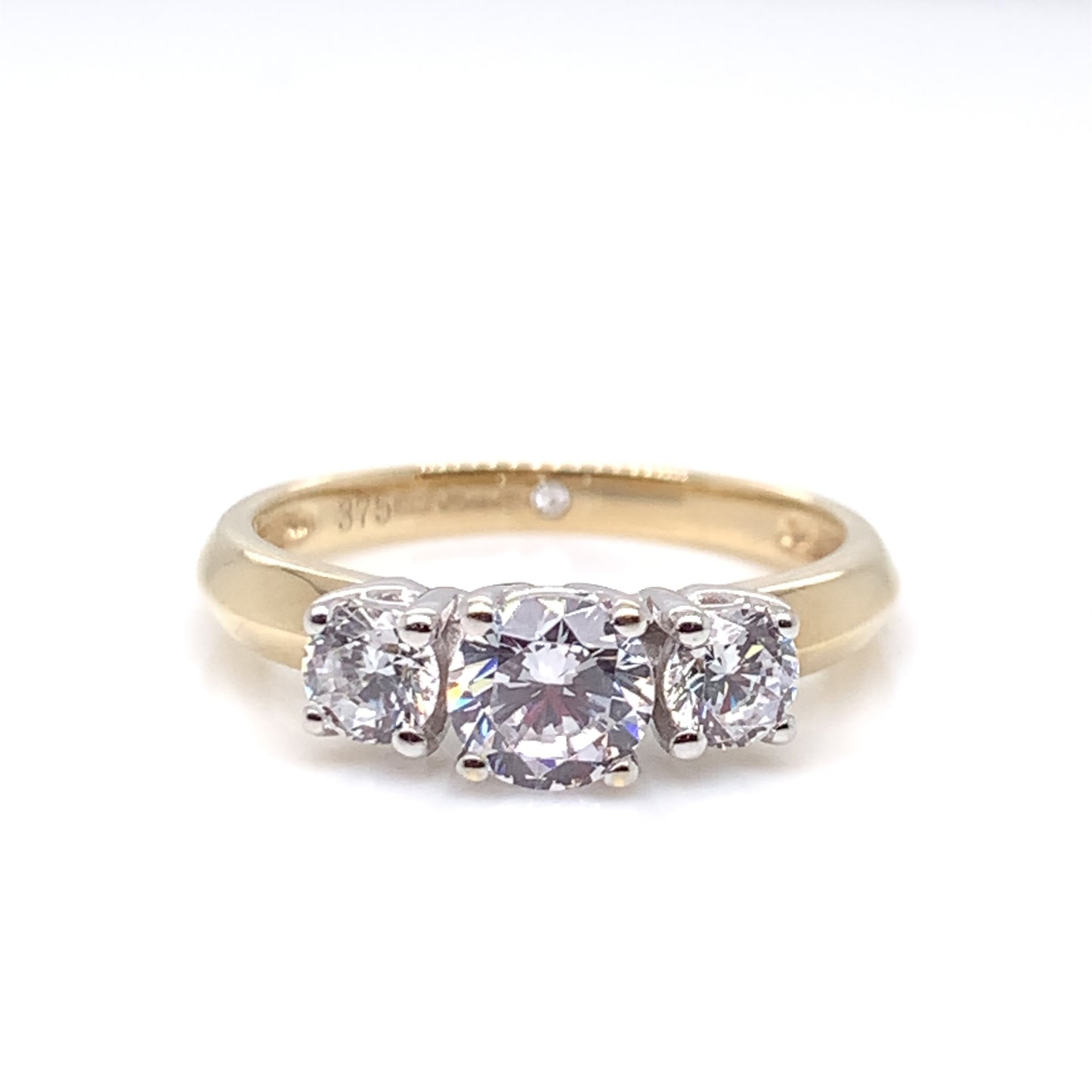 9ct Gold Graduated CZ Trilogy Ring