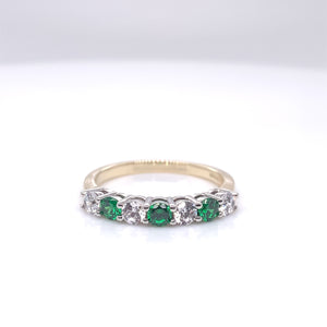 9ct Gold Emerald & CZ Eternity Ring