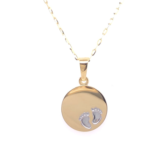 9ct Gold Baby Feet Disc Pendant GP785