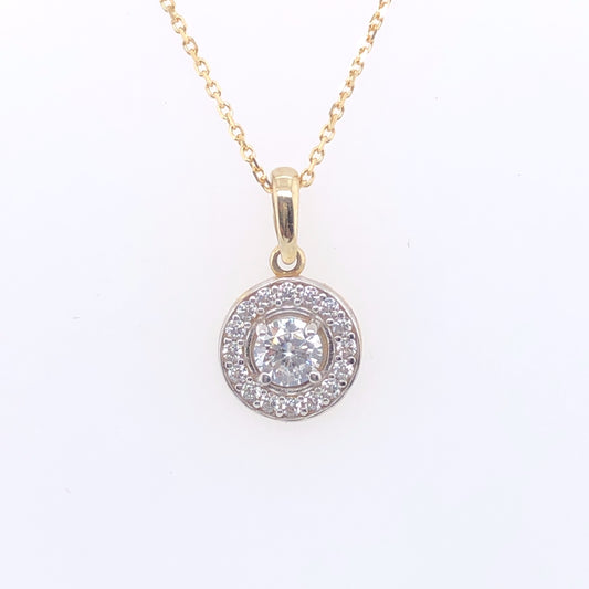 9ct Gold CZ Pavé Halo Pendant GPZ160