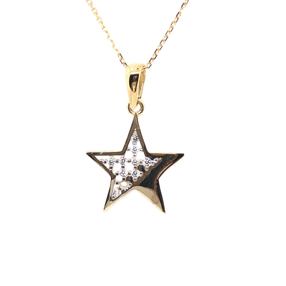 9ct Gold Sparkly CZ Star Pendant