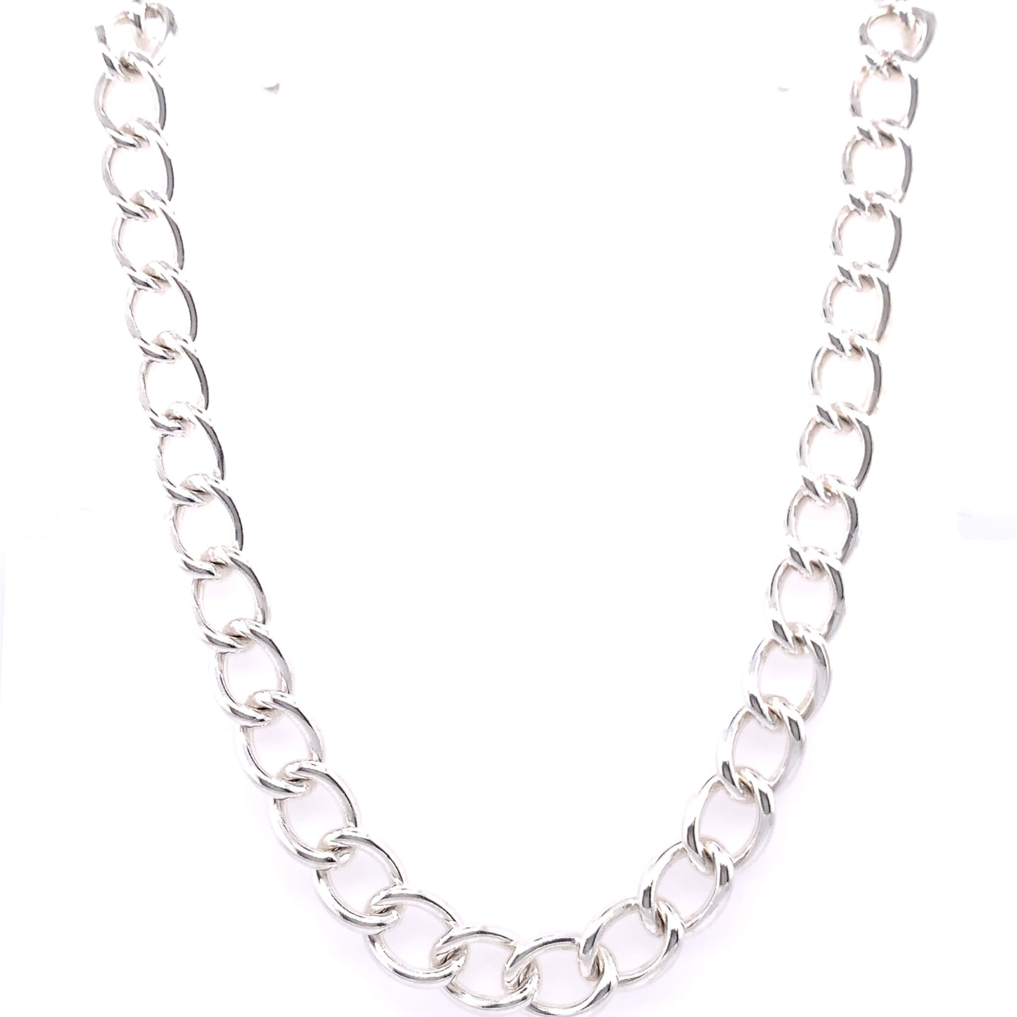 Sterling Silver 18 inch Chunky Open Curb Necklace