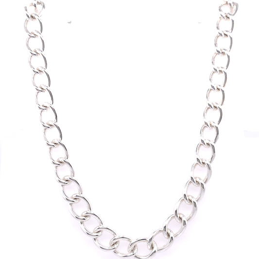 Sterling Silver 18 inch Chunky Open Curb Necklace