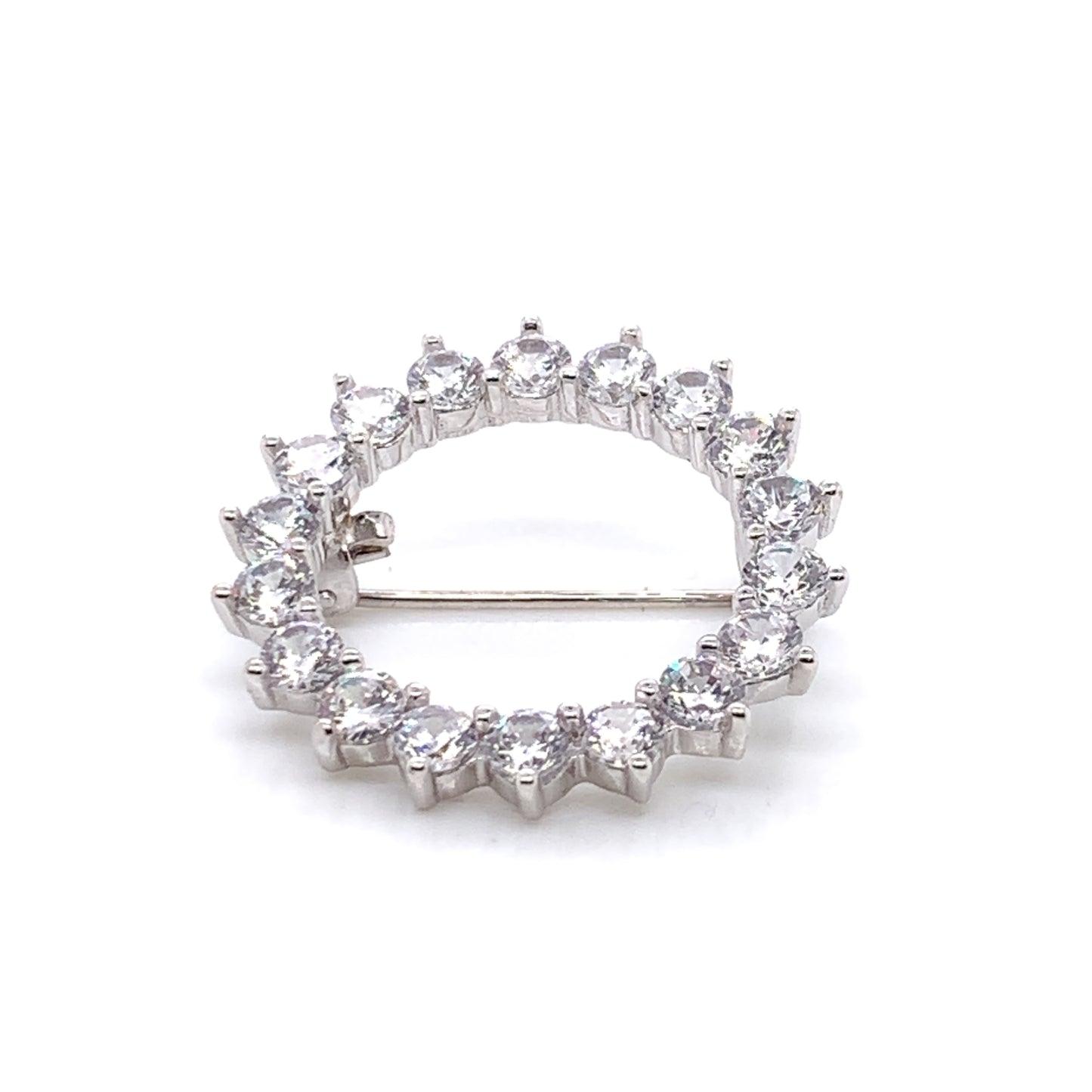 Sterling Silver CZ Circle Brooch