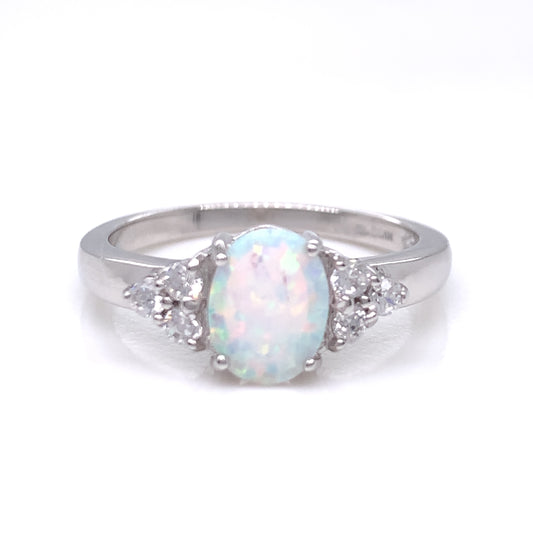 Sterling Silver Opal CZ Ring