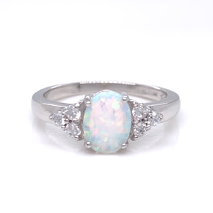 Sterling Silver Opal CZ Ring
