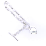 Sterling Silver Engravable Heart T-Bar Bracelet