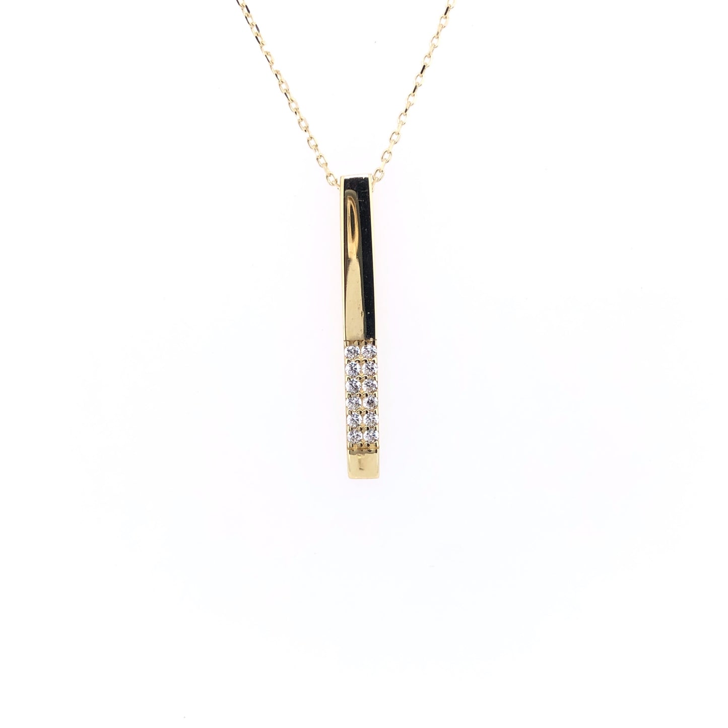 9ct Gold CZ Bar Pendant