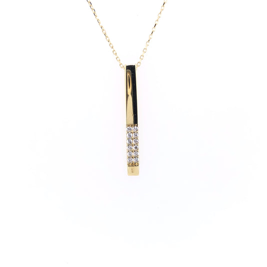 9ct Gold CZ Bar Pendant