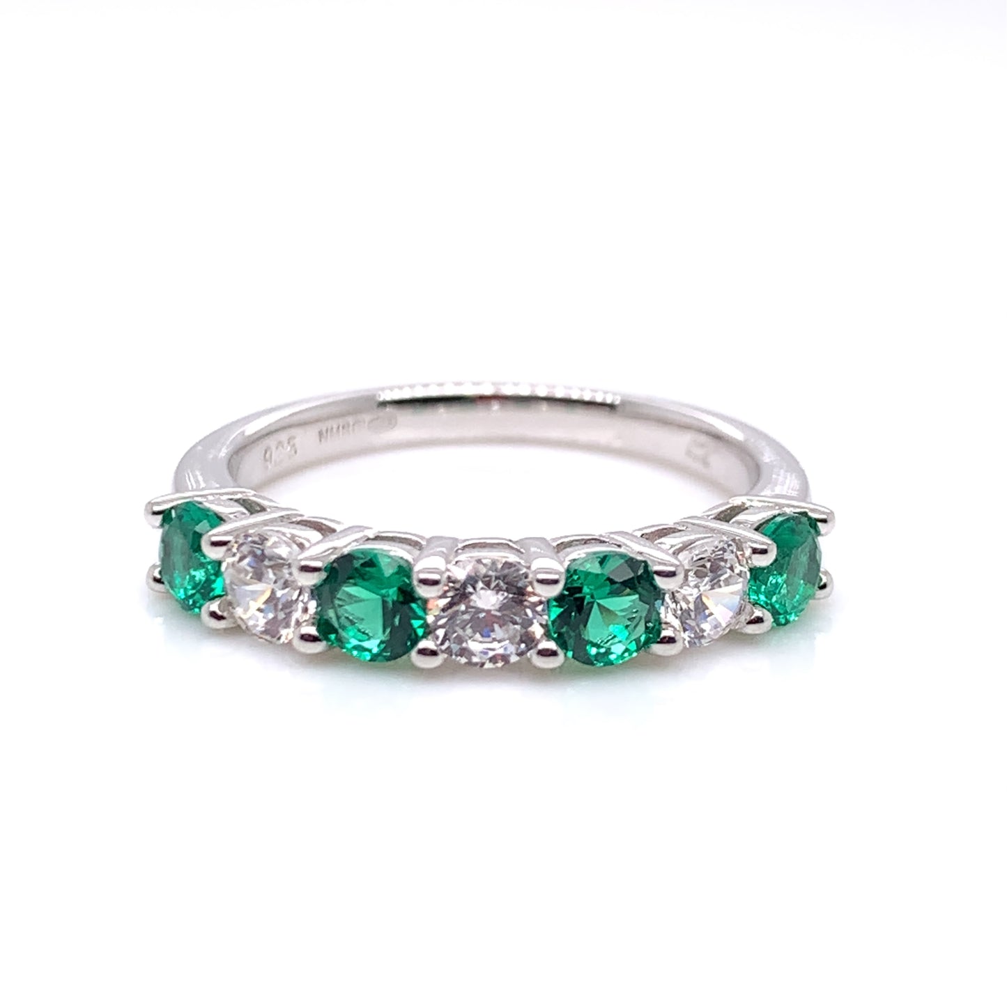 Sterling Silver Emerald CZ Eternity Ring