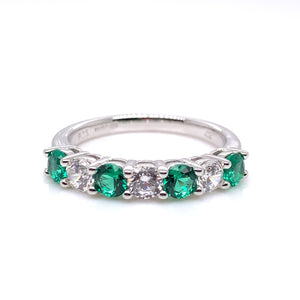 Sterling Silver Emerald CZ Eternity Ring