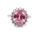 Sterling Silver Pink CZ Cluster Ring