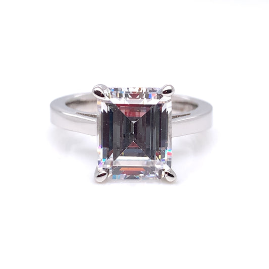 Sterling Silver CZ Rectangular Ring