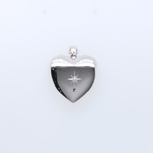 Sterling Silver Diamond Memorial Heart Locket SPD215