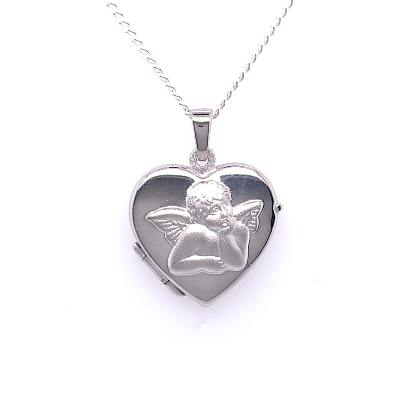 Sterling Silver Guardian Angel Heart Locket