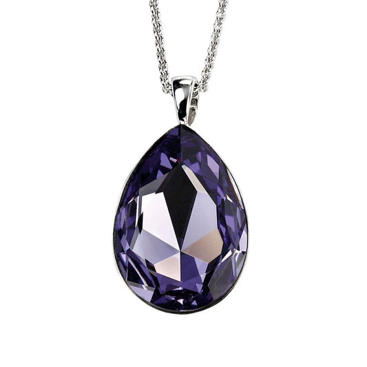 Silver Large Teardrop Pendant In Tanzanite Crystal