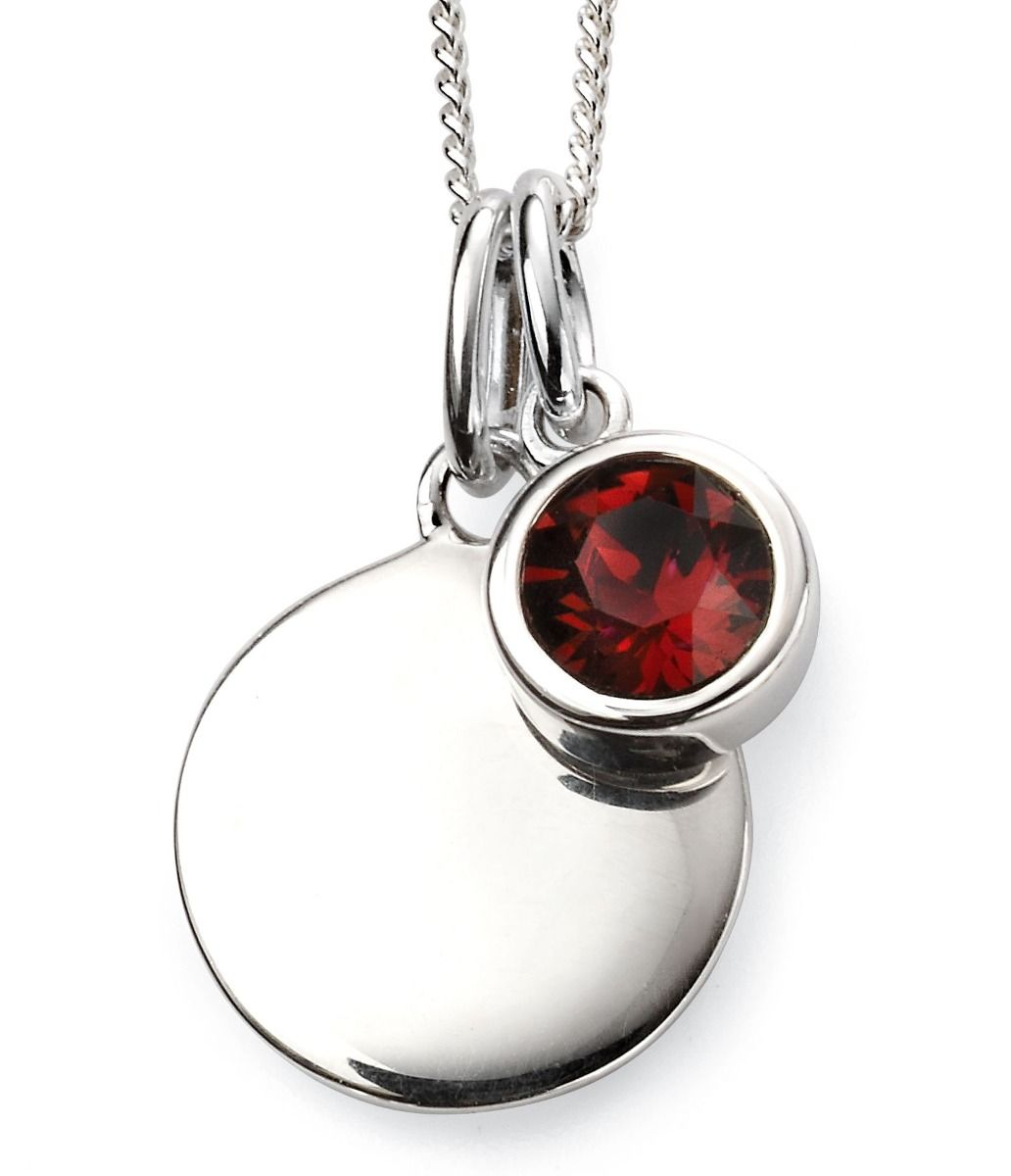 Silver Birthstone Engravable Pendant GK