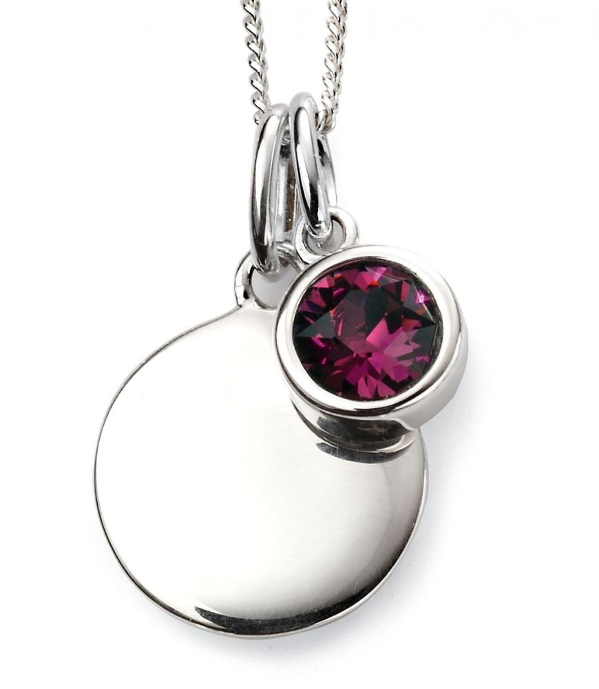 Silver Birthstone Engravable Pendant GK