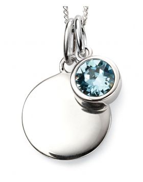 Silver Birthstone Engravable Pendant