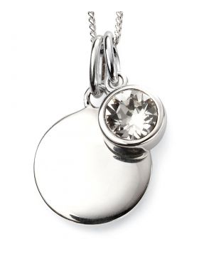 Silver Birthstone Engravable Pendant GK