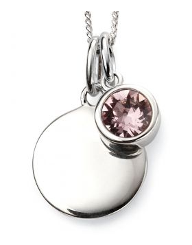 Silver Birthstone Engravable Pendant