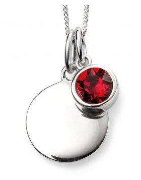 Silver Birthstone Engravable Pendant